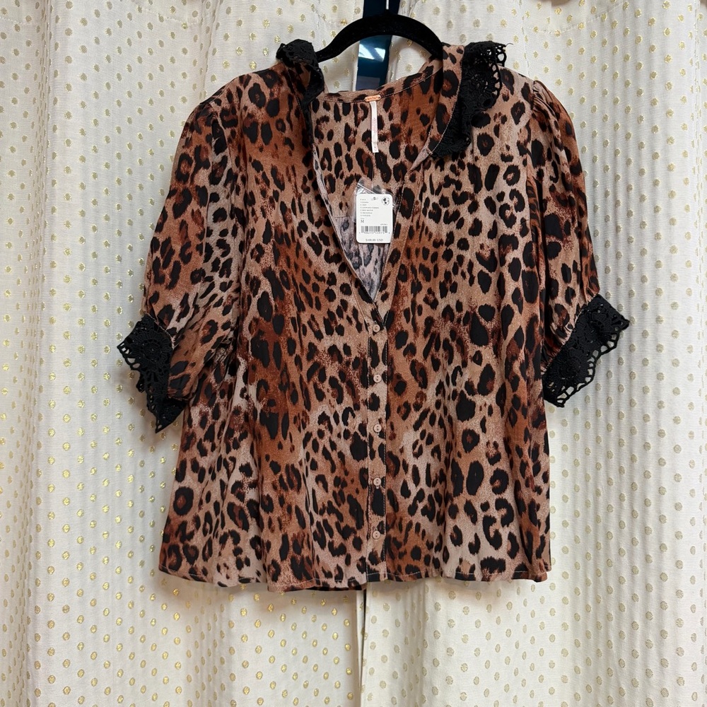 NWT free people My Love Printed Blouse